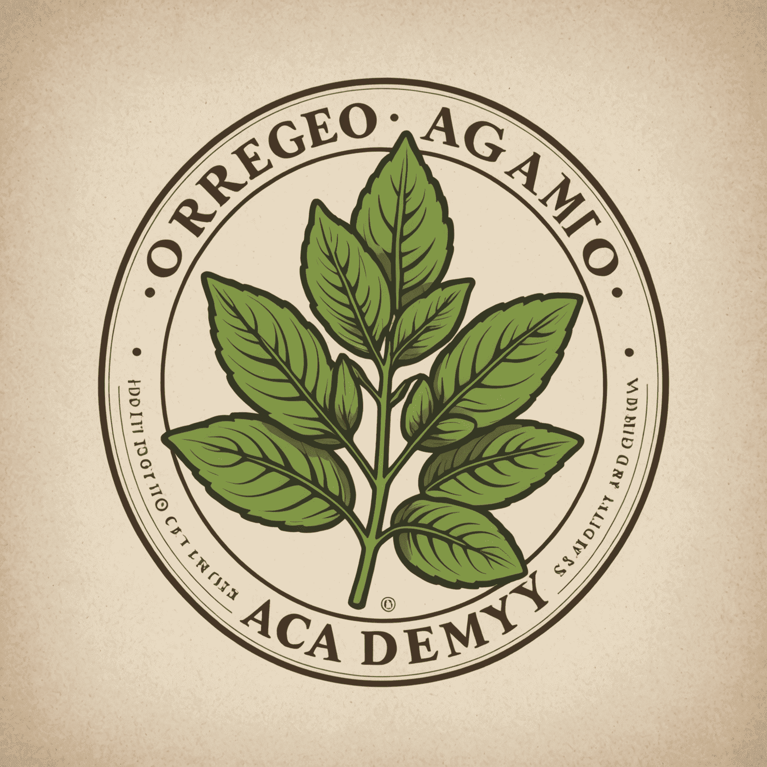 Logo Oregano Academy przedstawiające stylizowaną gałązkę oregano obok eleganckiej czcionki