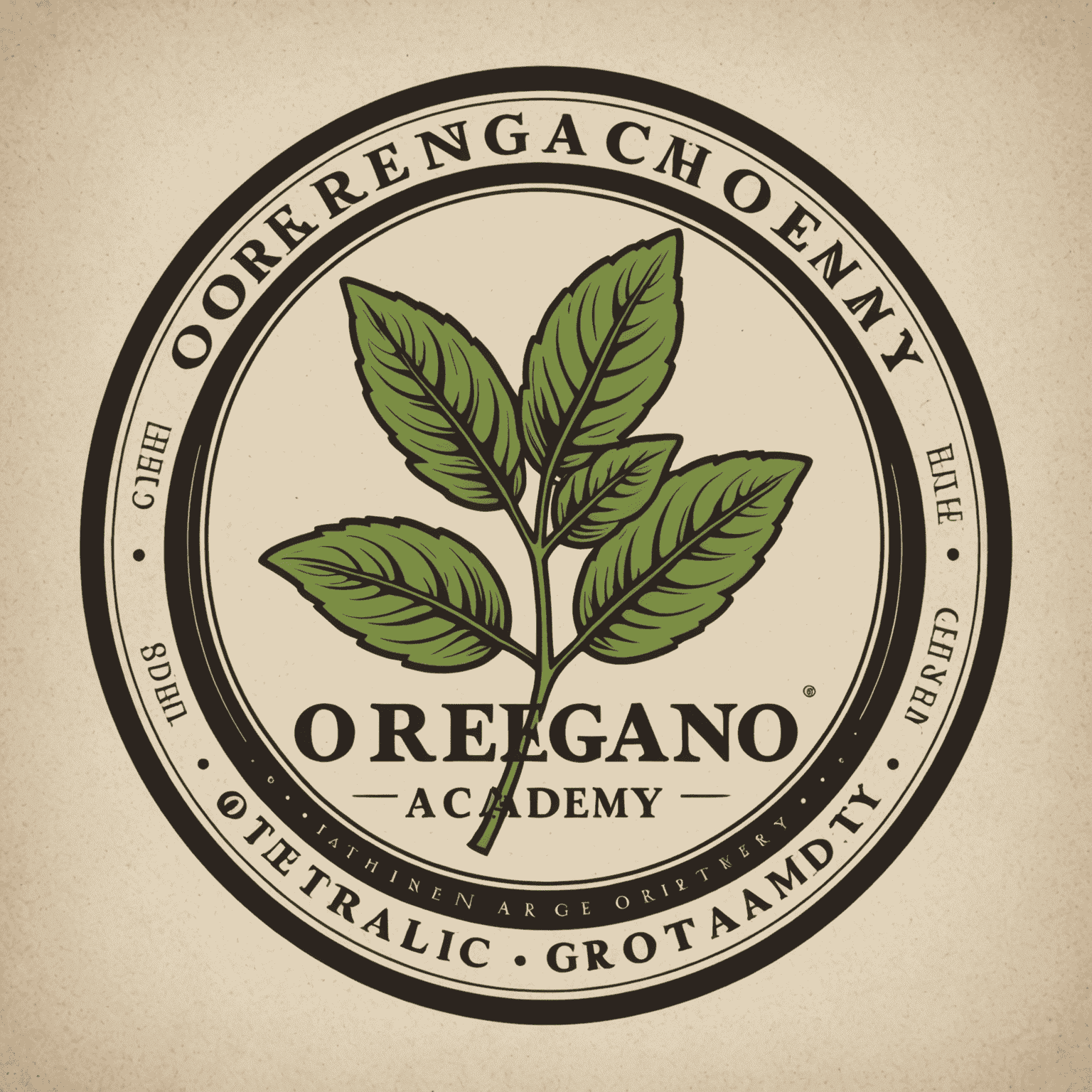 Logo Oregano Academy przedstawiające stylizowaną gałązkę oregano obok eleganckiej czcionki