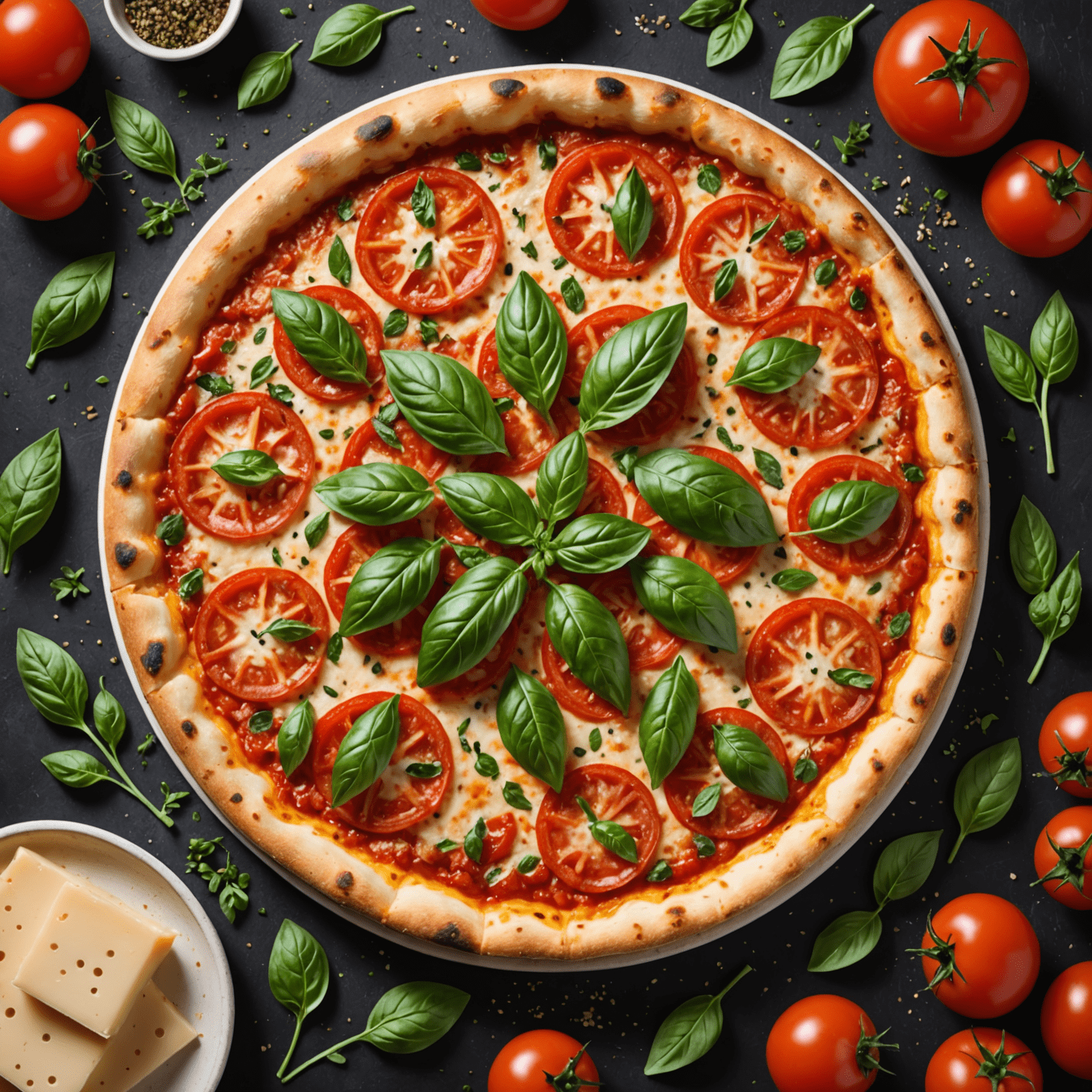 Tradycyjna włoska pizza margherita posypana świeżym oregano, z widocznymi listkami zioła na powierzchni sera i pomidorów